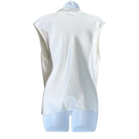 Vintage 80s ESCAPADES Satin Tank Tops Plus 1X Ivory V-neck Blouse Career USA - Picture 2 of 3